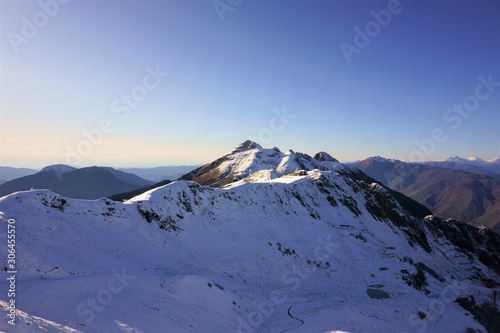 mountains in winter, aerial view of mountains, mountain, landscape, sky, nature, snow, winter, view, blue, panorama, Russia, valley, scenic