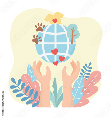 volunteering, help charity hands world love environment animals clothes