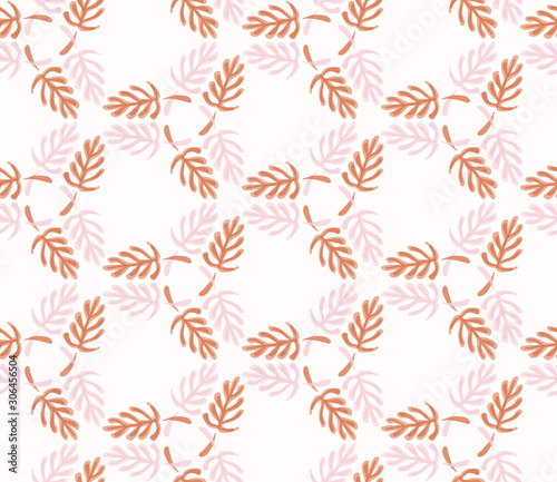 Floral Leaf Wreath Motif Watercolor Background. Seamless Vector Pattern Paste...