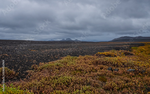 Road F88 to Hrossaborg English - Horse Castle crater near Route 1 in northeast part of Iceland. September 2019 photo