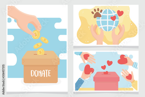 volunteering, help charity donate love protection care animal world cards