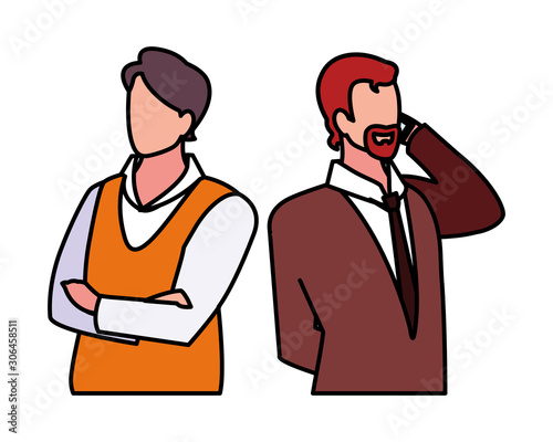 cute businessmen with various views and poses
