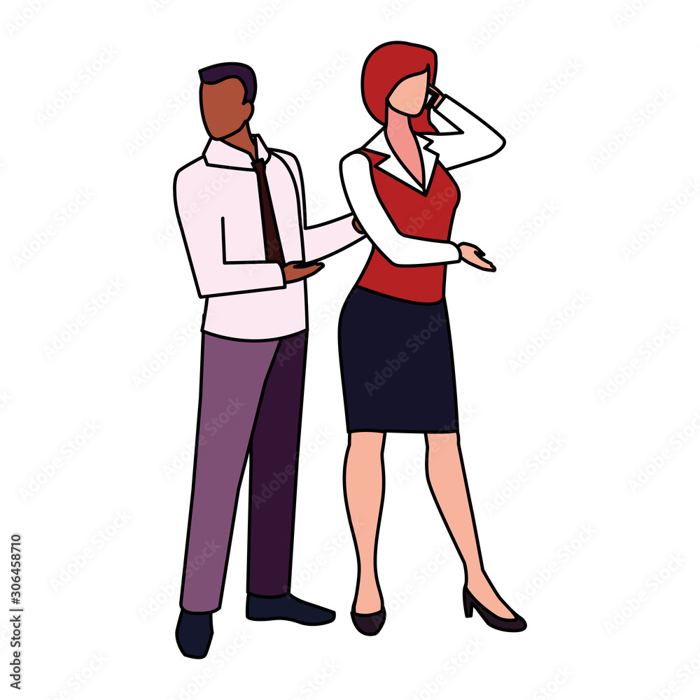 business couple standing on white background business couple standing on white background
