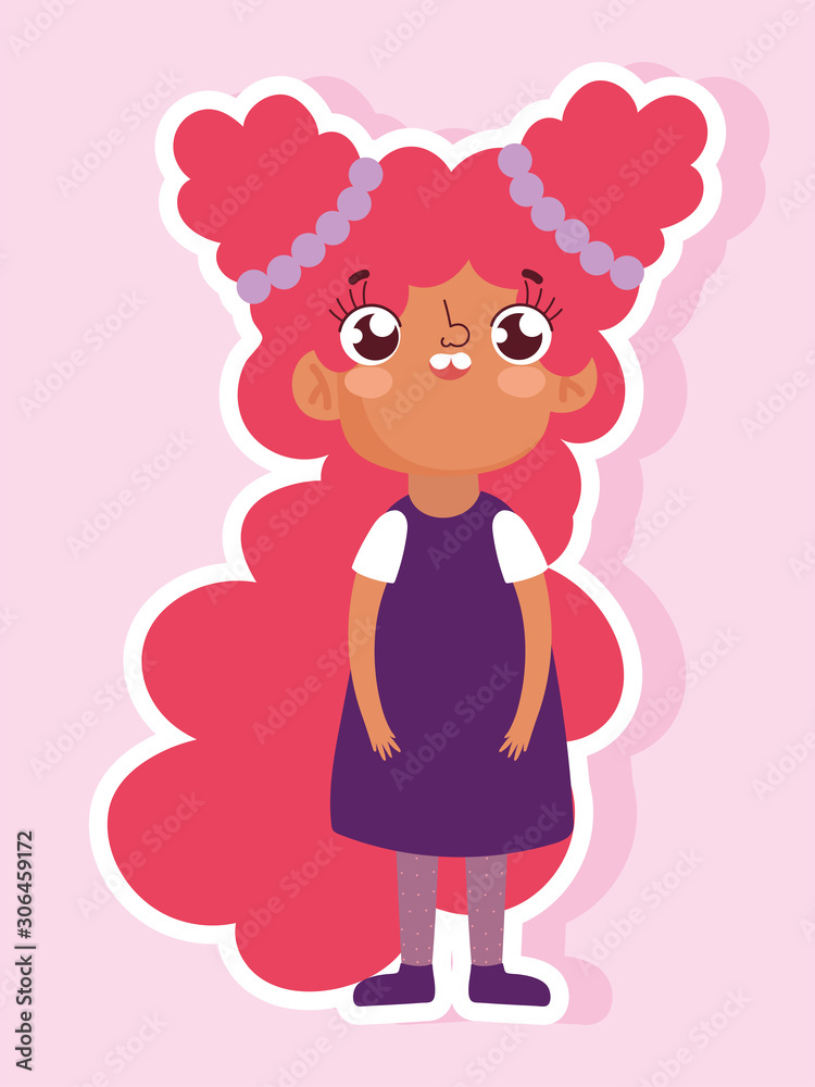 cartoon character animation little girl sticker style cartoon character animation little girl sticker style