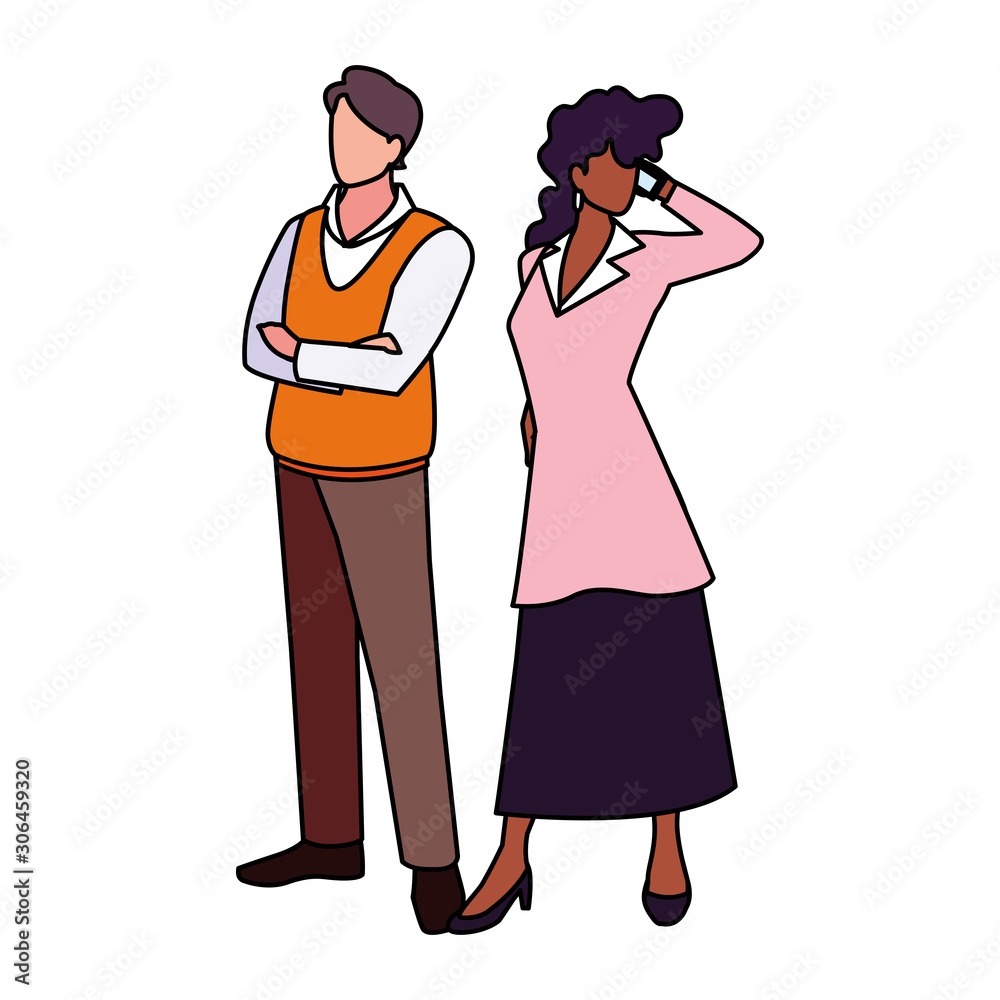 business couple standing on white background business couple standing on white background