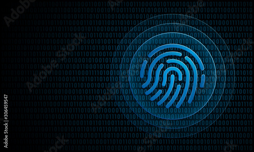 Digital fingerprint with ripples ''Pulse Effect'' technology biometric symbol	