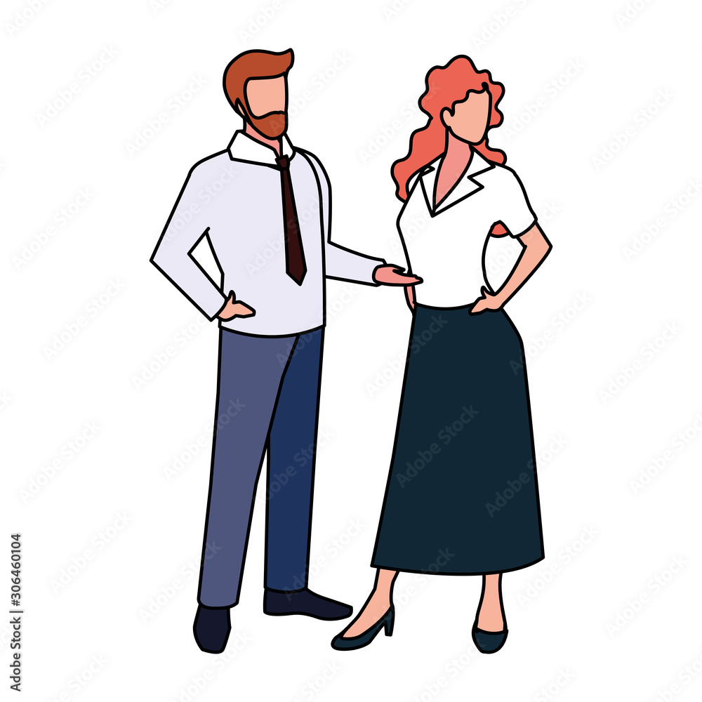 business couple standing on white background business couple standing on white background