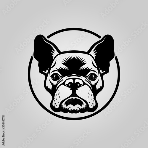 French bulldog head outline silhouette in circle