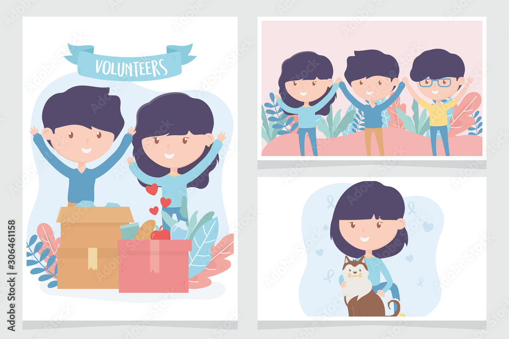 volunteering, help charity people donate community support cards volunteering, help charity people donate community support cards