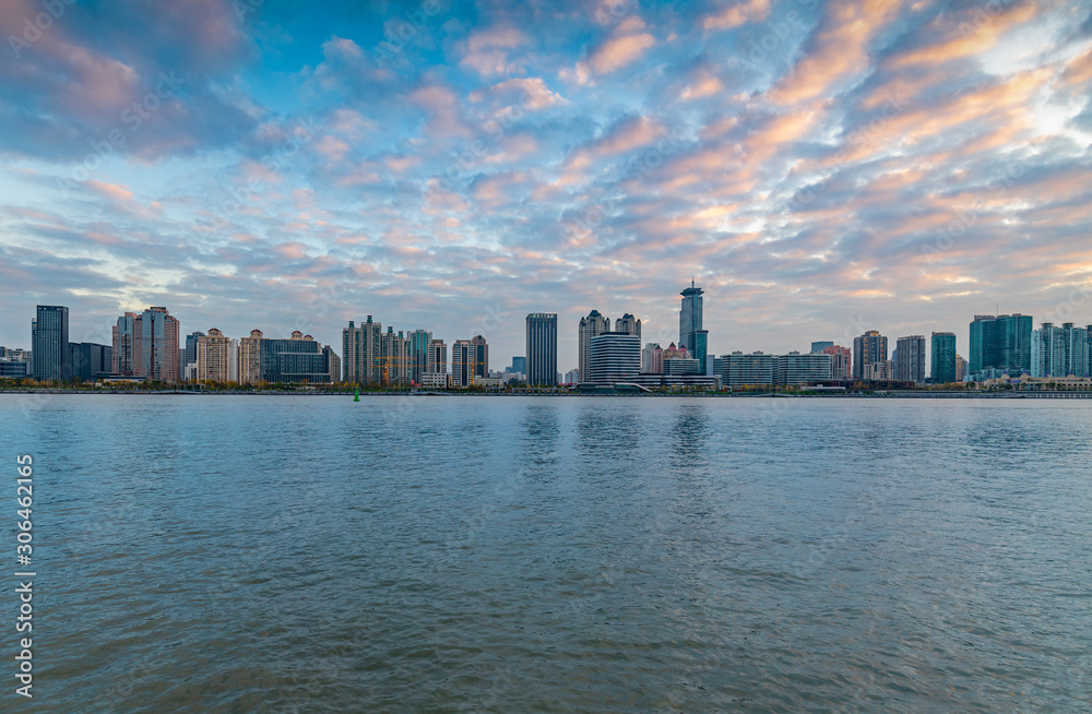 Obraz premium Cityscape of Huangpu Riverside, Yangpu District, Shanghai, China