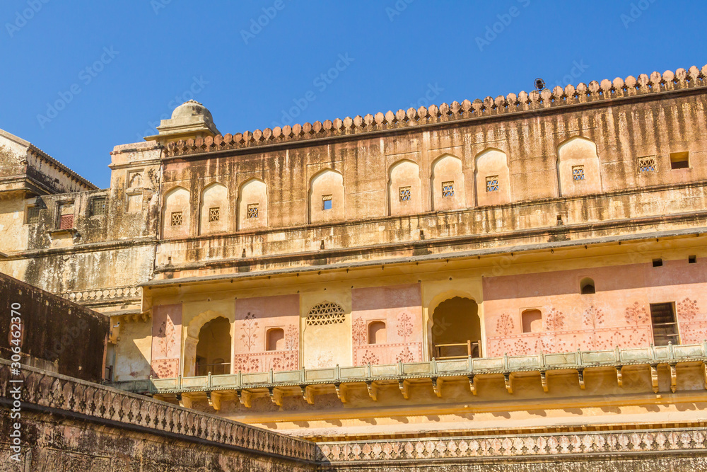 Palace courtyard in the Amber Fort in Rajasthan, India.