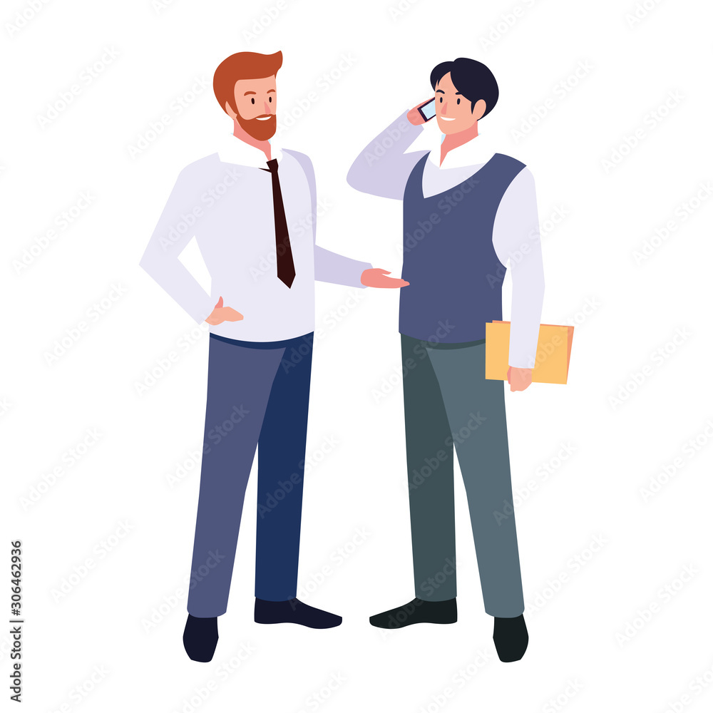 businessmen standing with various views, poses and gestures businessmen standing with various views, poses and gestures