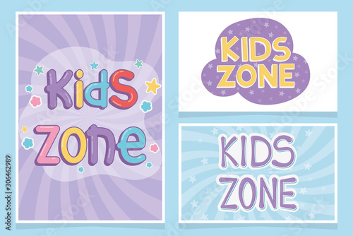 kids zone, funny letterings children area play © Stockgiu