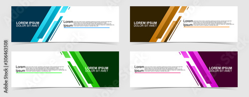 Set of abstract vector banners design. Collection of web banner template. modern template design for web, ads, flyer, poster with 4 different colors on grey background