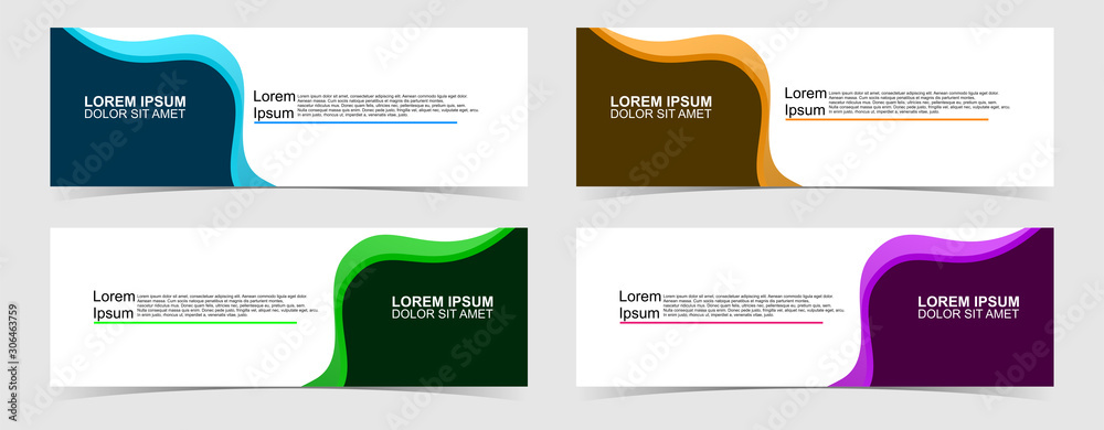 Set of abstract vector banners design. Collection of web banner template. modern template design for web, ads, flyer, poster with 4 different colors on grey background Set of abstract vector banners design. Collection of web banner template. modern template design for web, ads, flyer, poster with 4 different colors on grey background