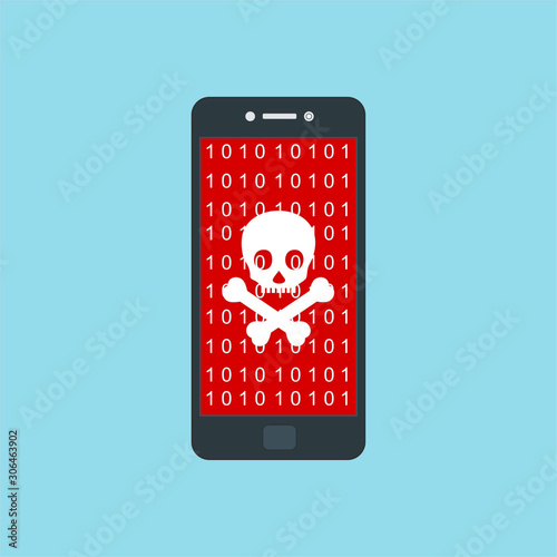hacking concept. Hacking private information from smartphone. email spam virus, Internet security, data protection, Cyber crime, cryptography. Flay Vector Illustration.