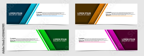 Set of abstract vector banners design. Collection of web banner template. modern template design for web, ads, flyer, poster with 4 different colors on grey background