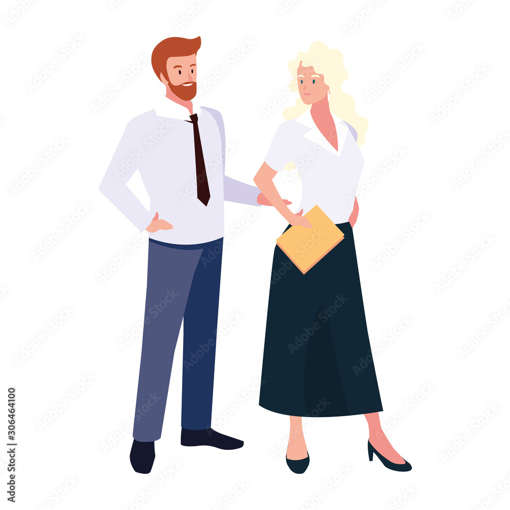 business couple standing on white background business couple standing on white background