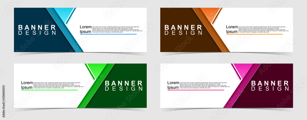 Set of abstract vector banners design. Collection of web banner template. modern template design for web, ads, flyer, poster with 4 different colors on grey background Set of abstract vector banners design. Collection of web banner template. modern template design for web, ads, flyer, poster with 4 different colors on grey background