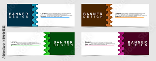 Set of abstract vector banners design. Collection of web banner template. modern template design for web, ads, flyer, poster with 4 different colors on grey background