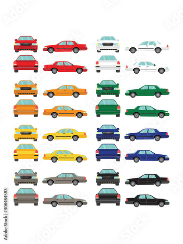 Free Download Set of sedan car view on white background,illustration vector - GFXLoad