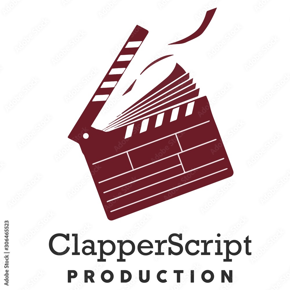 Movie Clapperboard With Book Script Logo Concept