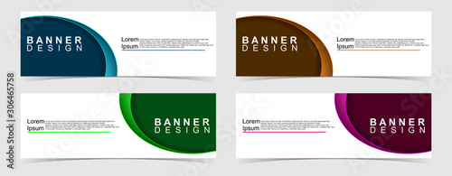 Set of abstract vector banners design. Collection of web banner template. modern template design for web, ads, flyer, poster with 4 different colors on grey background