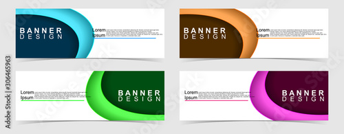 Set of abstract vector banners design. Collection of web banner template. modern template design for web, ads, flyer, poster with 4 different colors on grey background