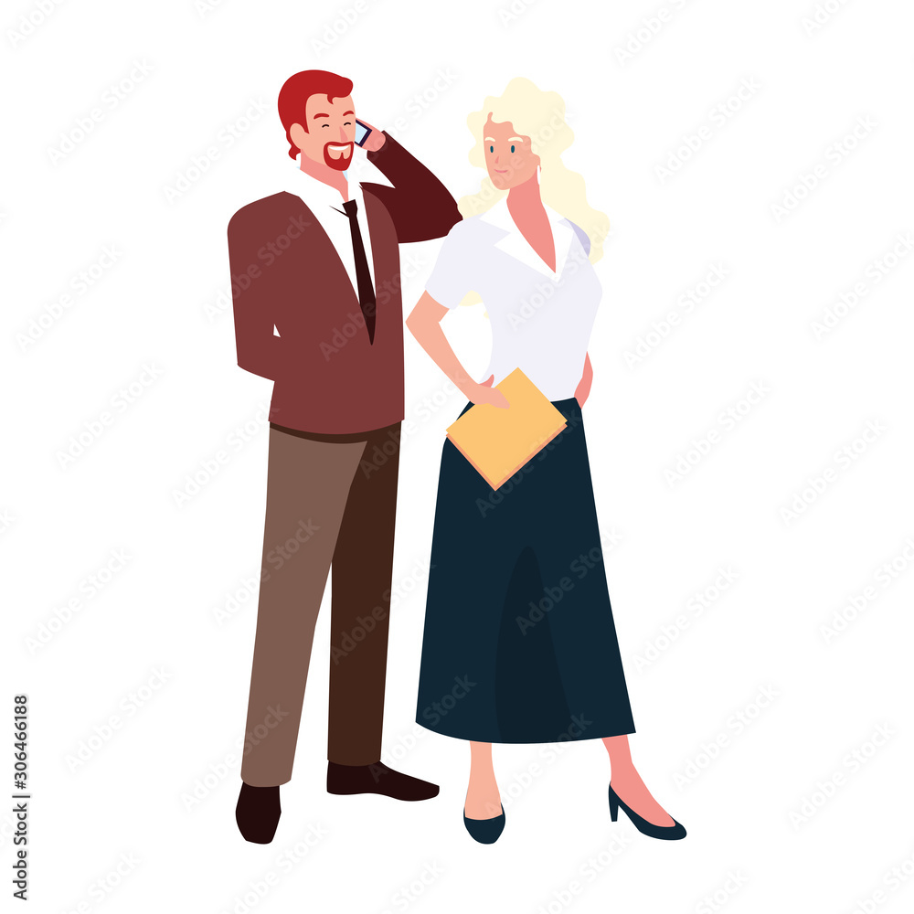 business couple standing on white background business couple standing on white background