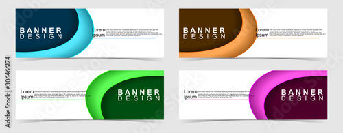 Set of abstract vector banners design. Collection of web banner template. modern template design for web, ads, flyer, poster with 4 different colors on grey background