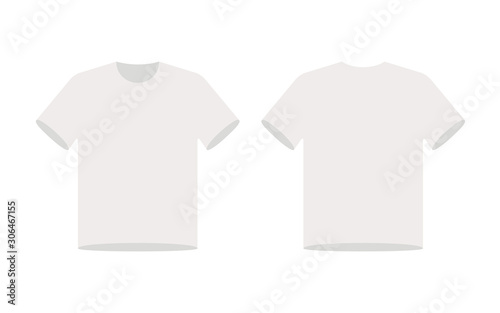 White t-shirt mock up design, front and rear view, blank shirt mockup - Vector