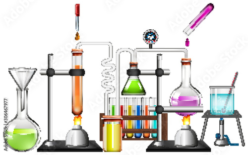 Tableau sur toile Set of science equipments on white background