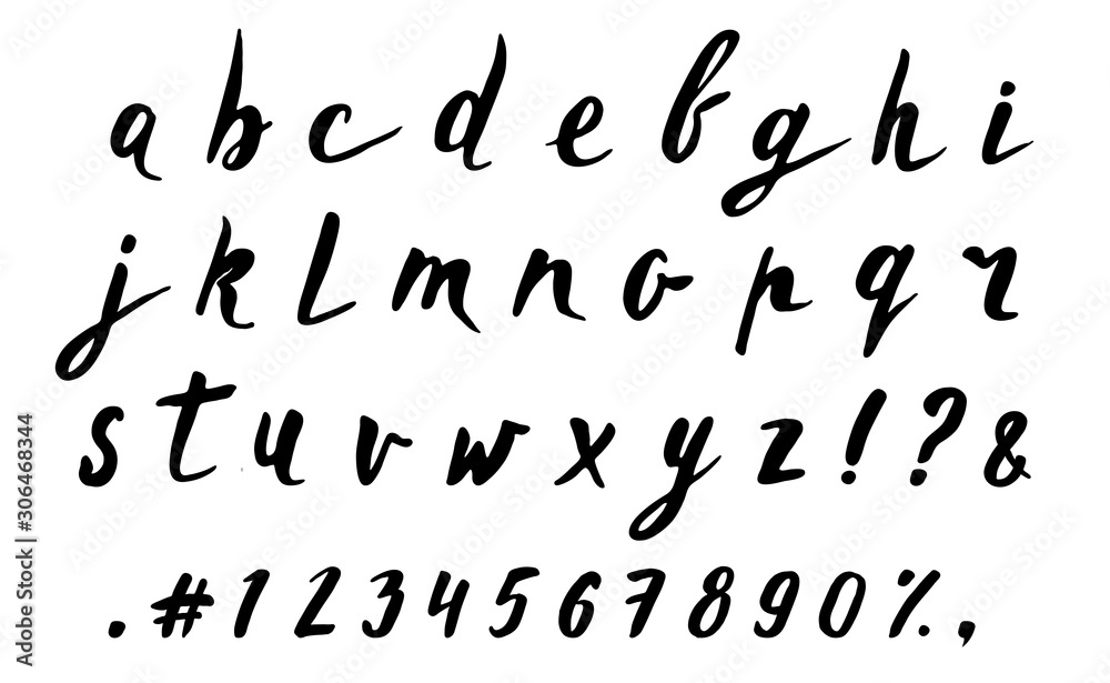 Hand drawn lettering brush alphabet Hand drawn lettering brush alphabet