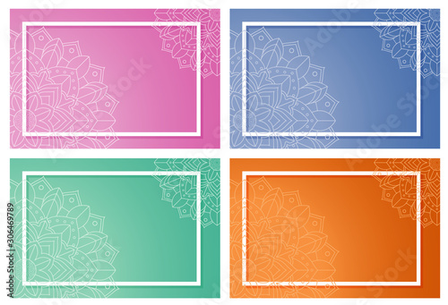 Four backgrounds with mandala patterns