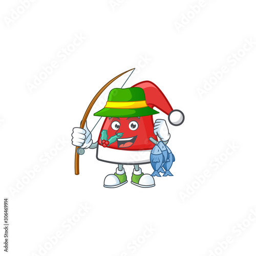 Happy smiley funny Fishing santa claus hat design