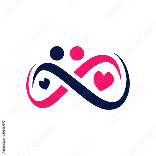 cute trendy eternal love symbol logo vector. Sign of endlesss love design with infinity icon illustration