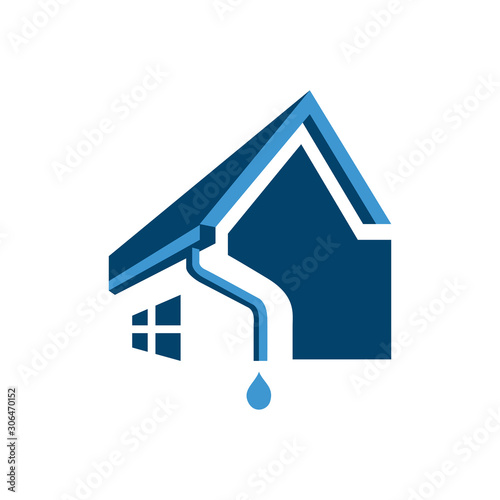 house roof gutter logo design. home pipe installation vector template illustrations