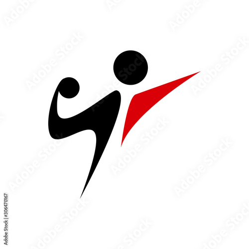 Handball vector sign. Abstract colorful silhouette of player for tournament logo or badge. Handball logo team