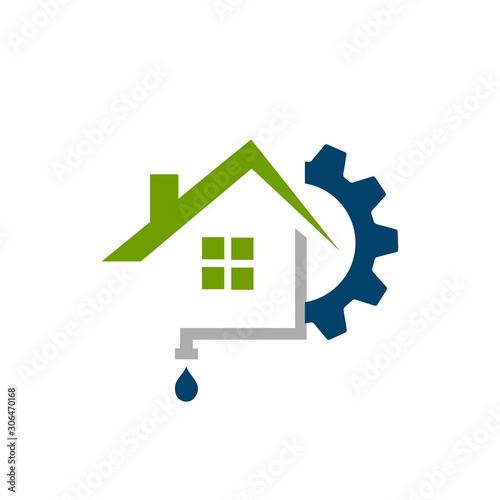 house roof gutter logo design. home pipe installation vector template illustrations