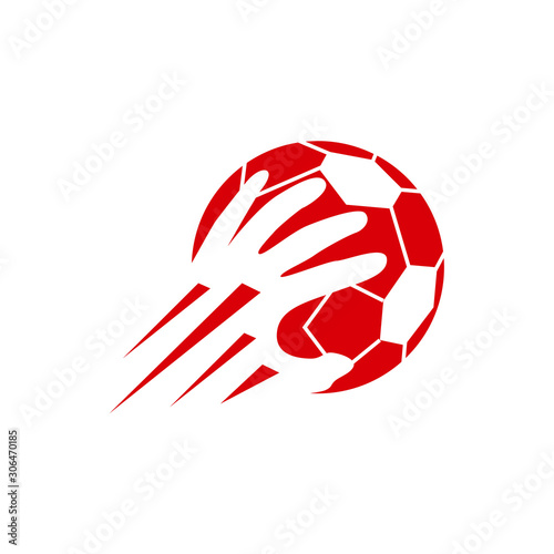 Handball vector sign. Abstract colorful silhouette of player for tournament logo or badge. Handball logo team