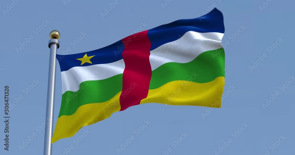 Central African Republic flag in front of a clear blue sky, 3d render