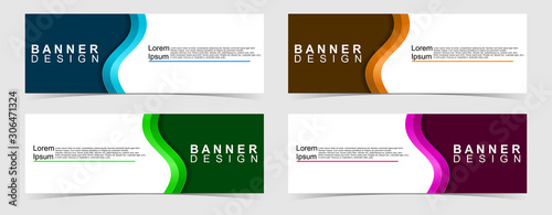 Set of abstract vector banners design. Collection of web banner template. modern template design for web, ads, flyer, poster with 4 different colors on grey background