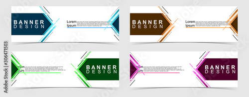 Set of abstract vector banners design. Collection of web banner template. modern template design for web, ads, flyer, poster with 4 different colors on grey background