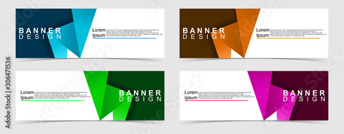 Set of abstract vector banners design. Collection of web banner template. modern template design for web, ads, flyer, poster with 4 different colors on grey background