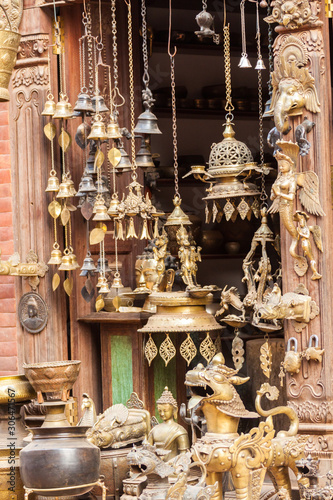 A shop selling brass items in Bhaktapur.