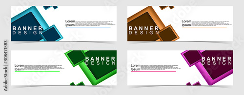 Set of abstract vector banners design. Collection of web banner template. modern template design for web, ads, flyer, poster with 4 different colors on grey background