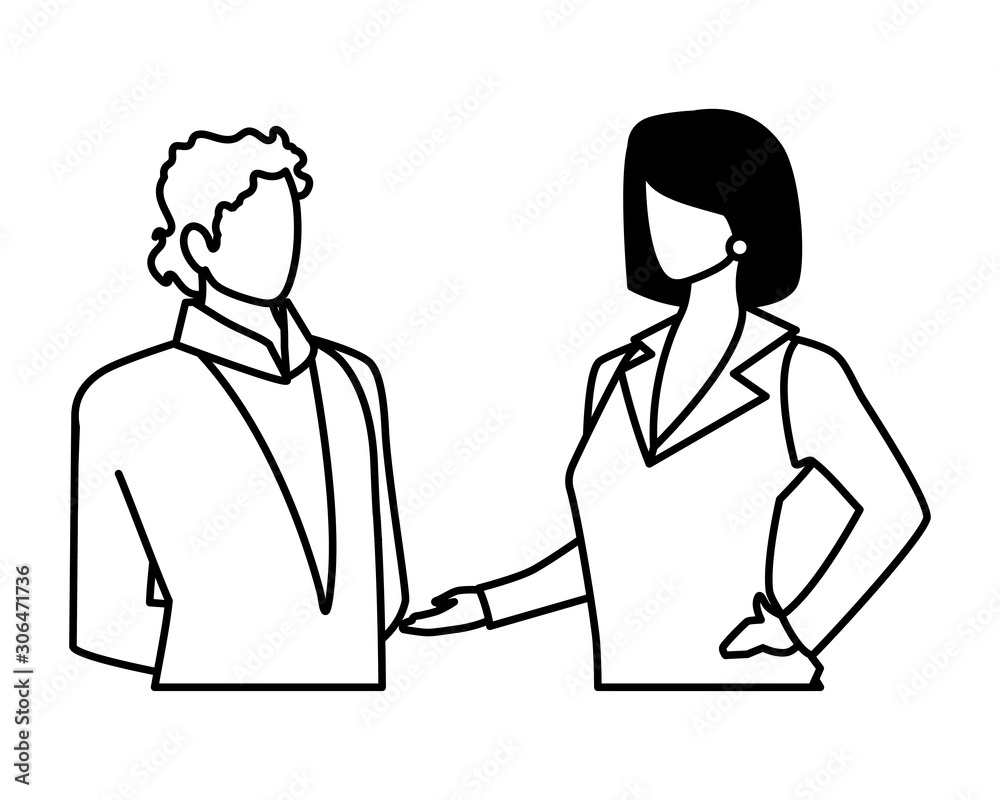 business couple faceless on white background business couple faceless on white background