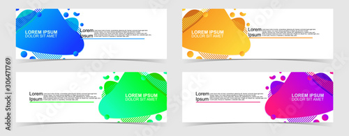 Set of abstract vector banners design. Collection of web banner template. modern template design for web, ads, flyer, poster with 4 different colors on grey background