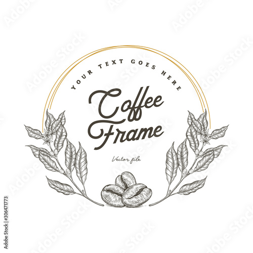 Coffee beans with branch tree frame 