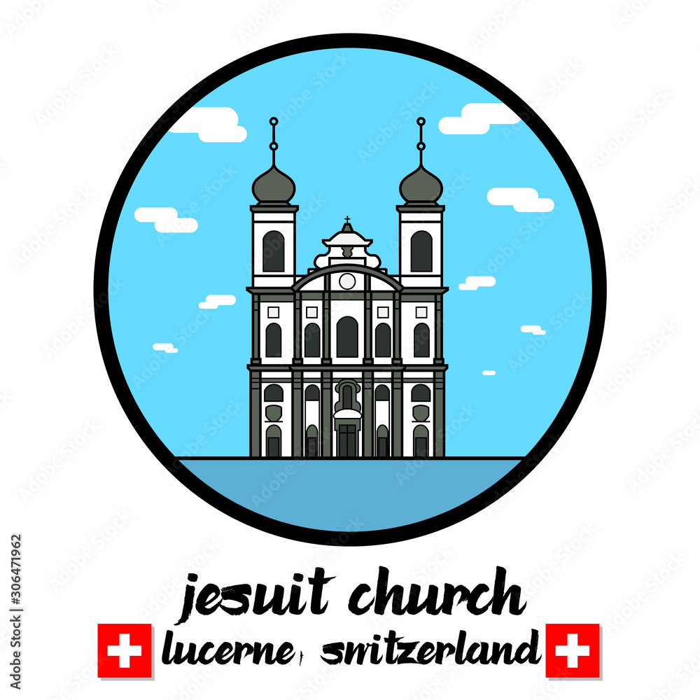 Circle icon line Jesuit Church. vector illustration